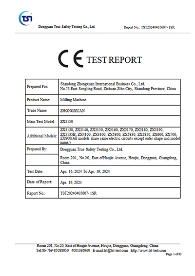 Test Report (Milling Machine)